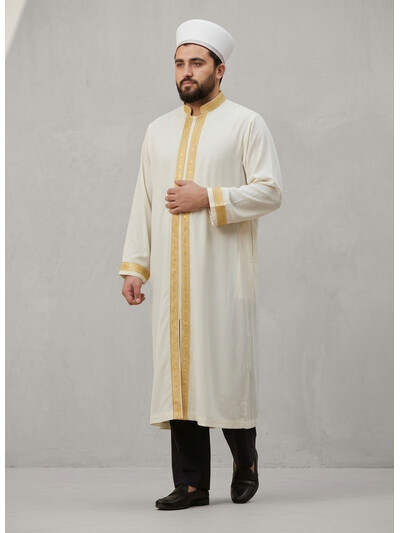 Şeritli İmam Cübbesi Krem - C210