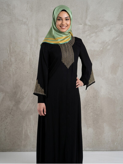 Yakma Desenli Dubai İpeği Ferace - Hafsa Sultan 2
