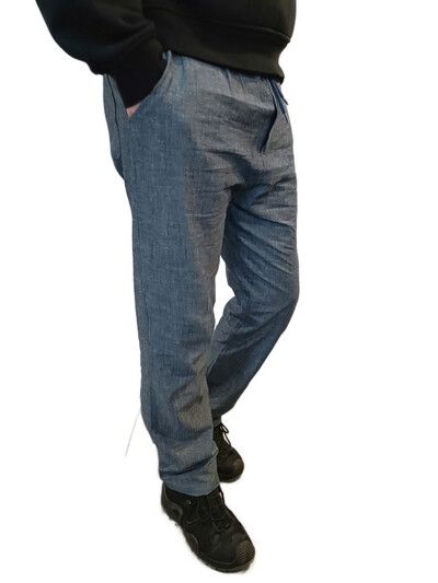 Lastikli Fit Pantolon - Mavi