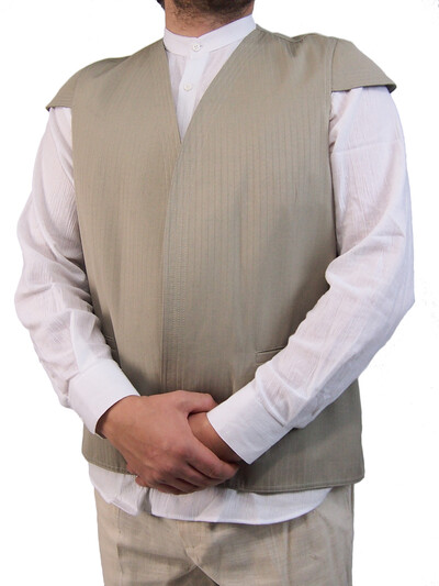 Haydariye Yelek - Çizgili Bej